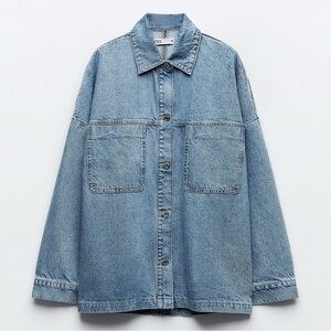 Zara Light Blue Denim Button-Up Jacket